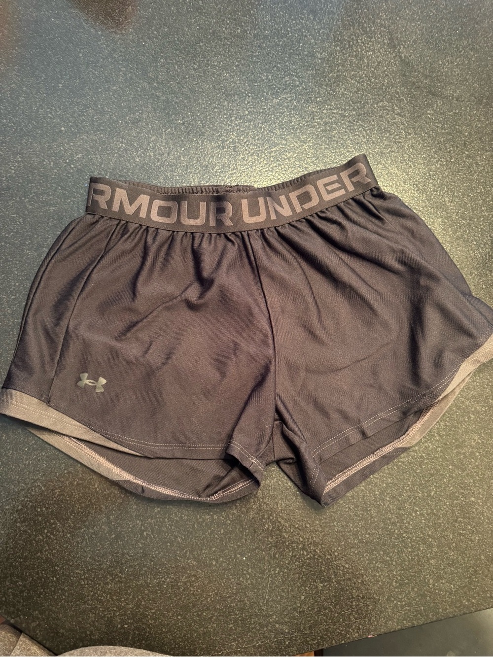 Under Armour Women's Black Athletic Workout Shorts with Logo Waistband